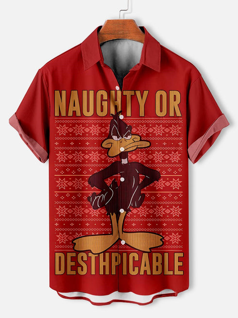 Men's Christmas Cartoon Funny Graphic Short Sleeve Hawaiian Shirt